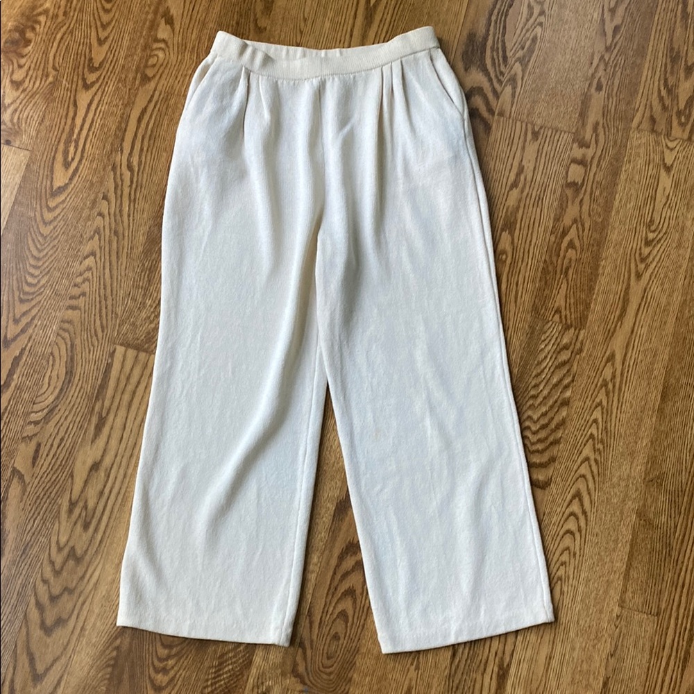St. John Santana knit pants cream neutral quiet luxury size 10 cropped ankle